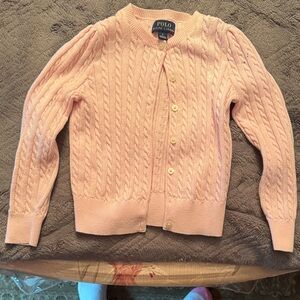 Polo by Ralph Lauren Women's Light Pink Cable Knit Cardigan